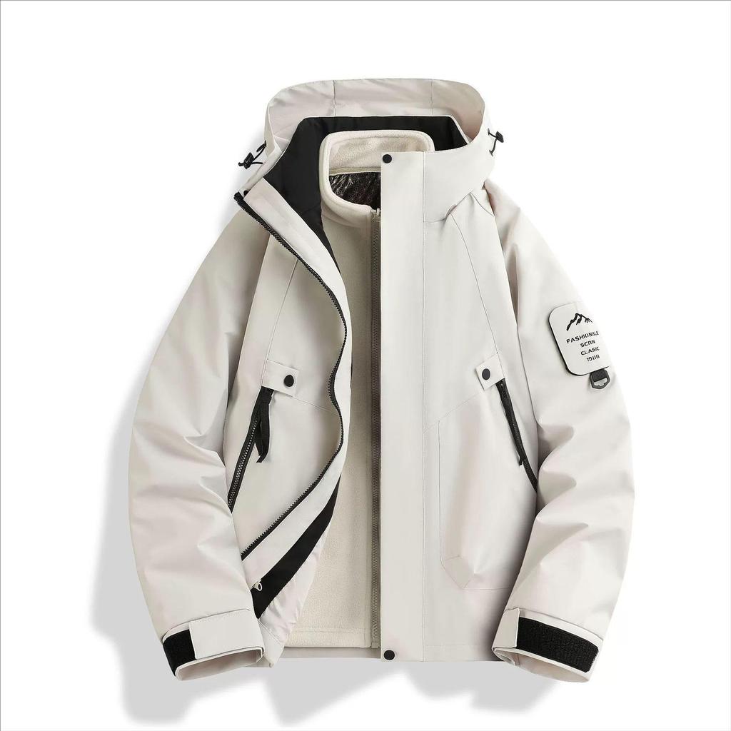 Graphene Black & Gold Lined Two-Piece Windproof Jacket Set for Men & Women - Autumn/Winter Mountaineering & Travel