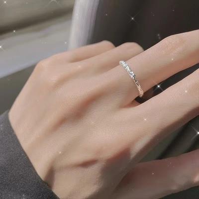 925 Silver Candy Wrap Ring Irregular Texture Ring Open Ring Summer New Versatile Special-Interest Design Silver