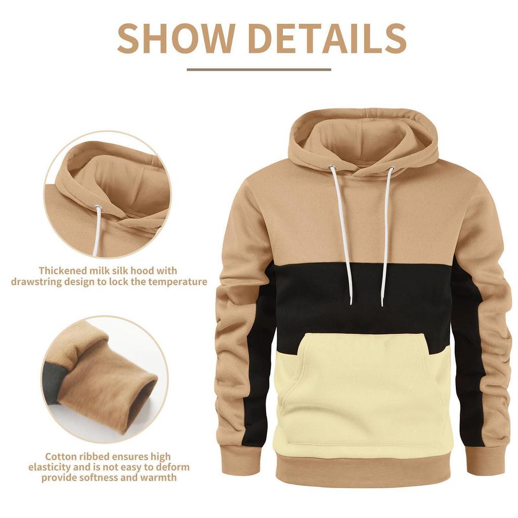 Men's Color Block Hooded Sweatshirt - Warm Autumn/Winter Fashion Jacket