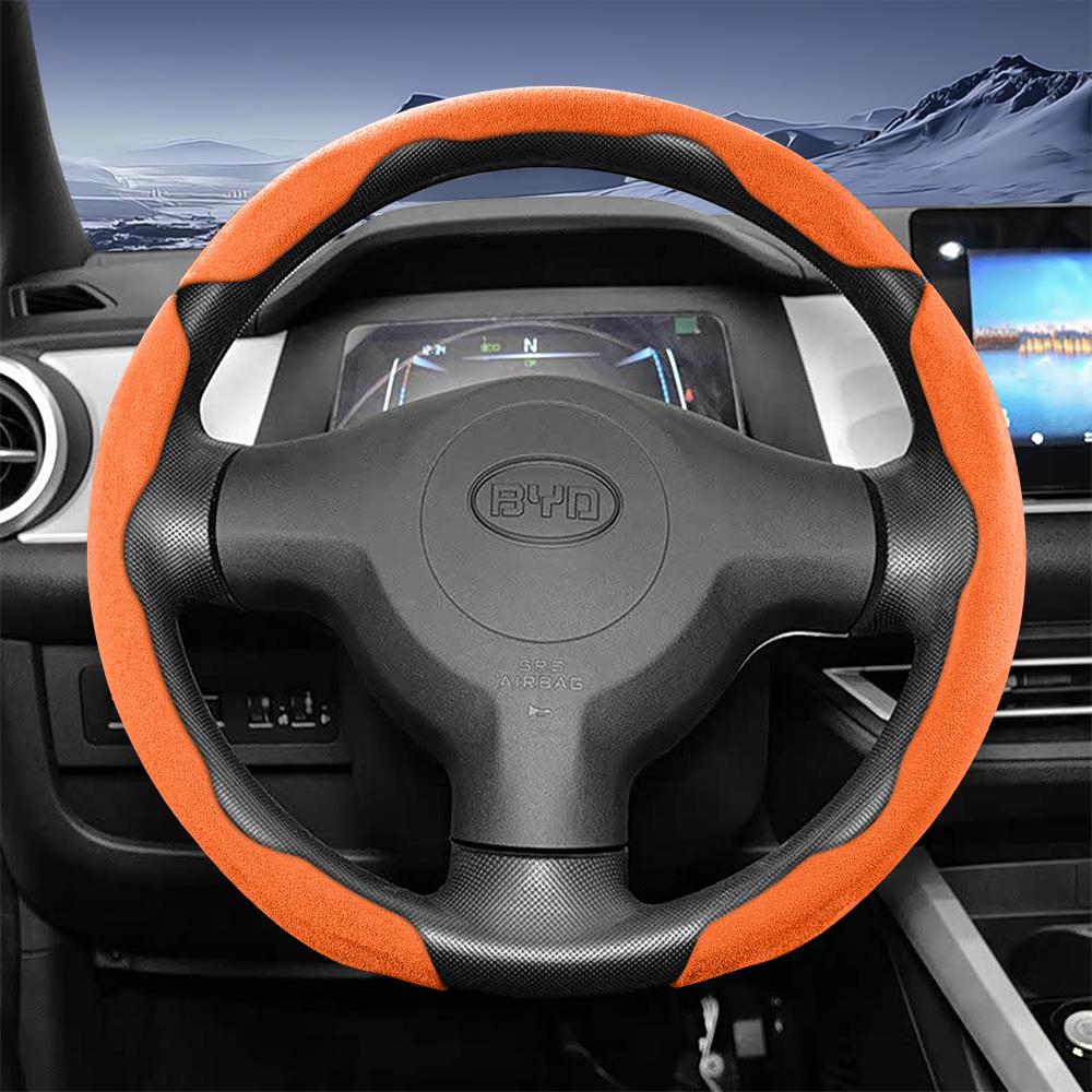 Suitable for Byd Sports Suede Steering Wheel Covers with Split Snap-On Design for Models Such as Atto 3 2 Dolphin Seal Sealion Han Song Qin Plus