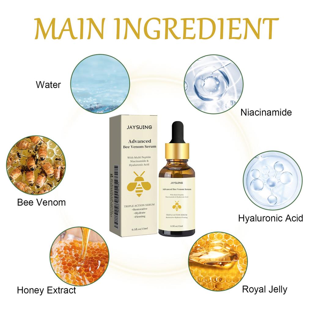 Bee Venom Facial Serum Face Essence Wrinkle Reduction Skin Tightening Natural Collagen Booster Hyaluronic Acid  Essence