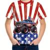 Children's Clothing Boys Tshirt Short Sleeve 3D Flag Print Kids Summer Clothes Casual Stylish Round Neck Boy Girl Clothes Tops