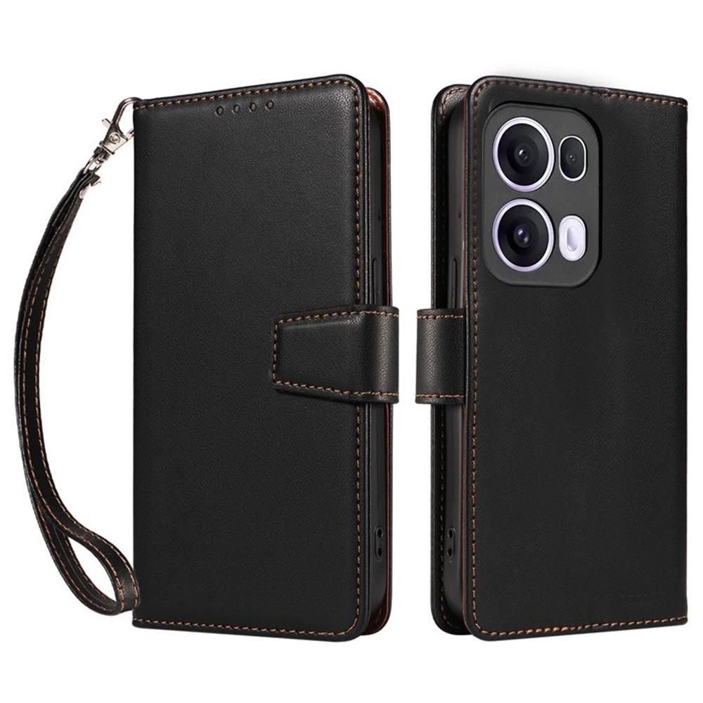 For Oppo Reno13 Pro 5G Case RFID Blocking Leather Wallet Flip Phone Cover with Wrist Strap