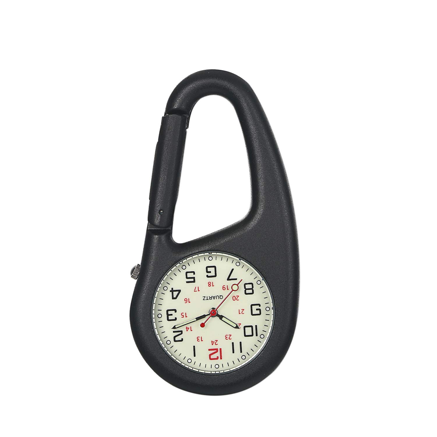 

JEWELRYWE Watch Clip, Luminous, Analog, Waterproof, Hiking, Bag Clip, Sports Watch, Popular Fashion Accessory (Black)