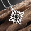 Witch Knot Natural Stone Moon Pendant Necklace Irish Celtic Knot Lucky Jewelry for Men Women Stainless Steel