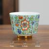 Dehua Enamel Color Teaware: Master Cup Set, Pair of Gift Boxed Tasting Cups, Ceramic Kung Fu Tea Bowls.