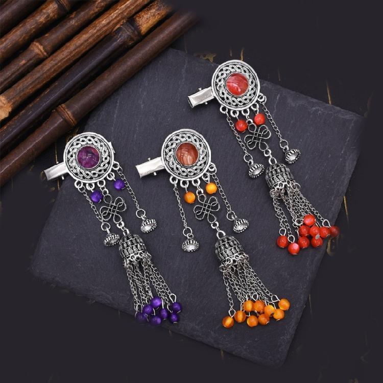 Exotic Hair Clip Side Clip with Tassels For Women Kazak Styles Hair Styling Accessory for Formal Event Costume Accessory