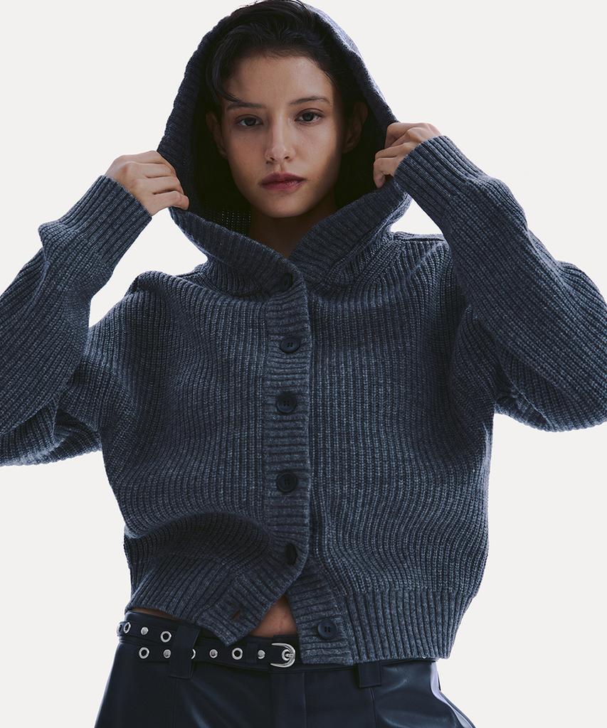 Uusoo Mannish Hooded Button Knit_ Gray