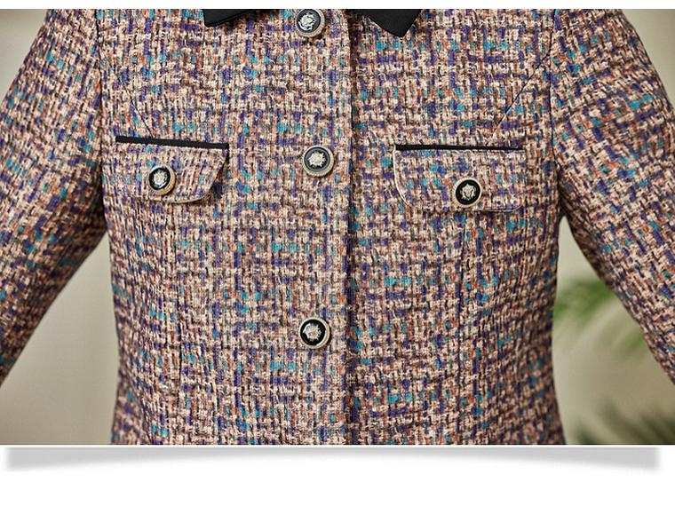 2025 Spring & Autumn Color Block Turn-Down Collar Jacket for Middle-Aged & Elderly Women