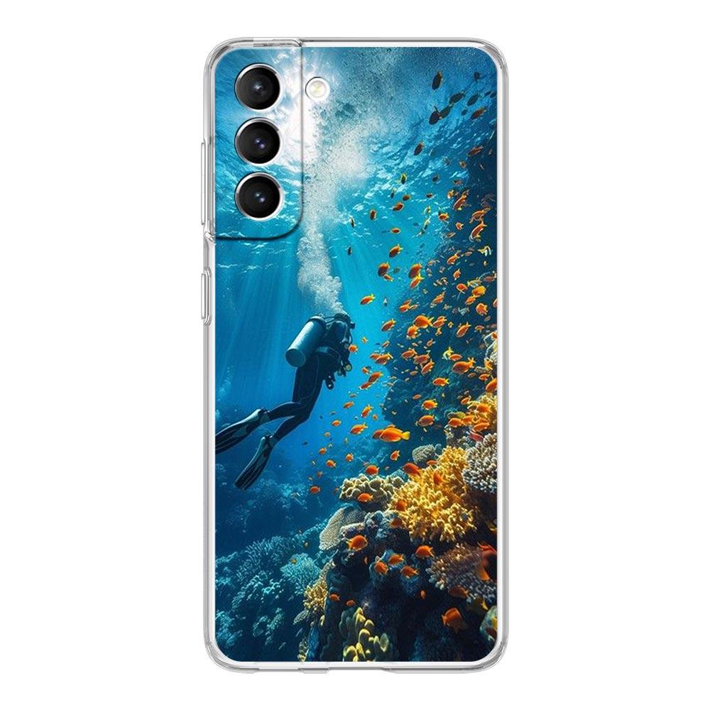 Phone Case For Samsung Galaxy S25 S24 S23 FE S22 Ultra S20 S21 5G S10 Plus S10E Soft Clear Cover Diver Diving