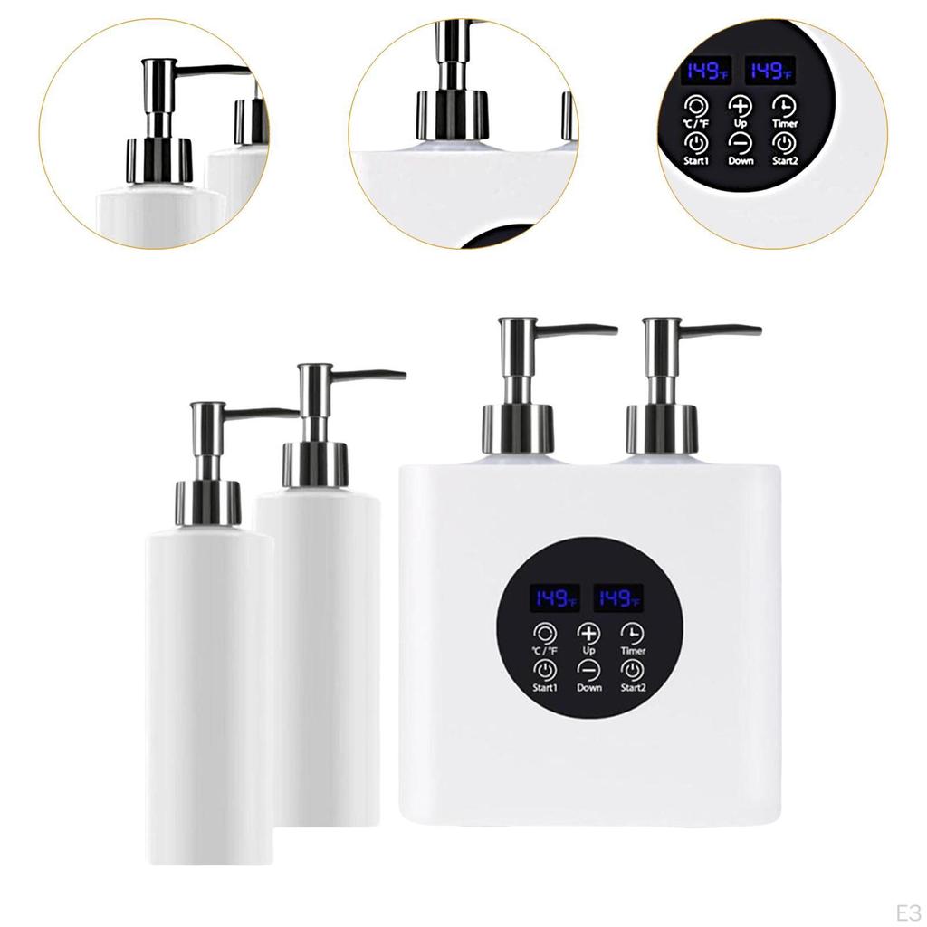 Double Bottle Oil Heater Electric Temperature Adjustable Cream Black