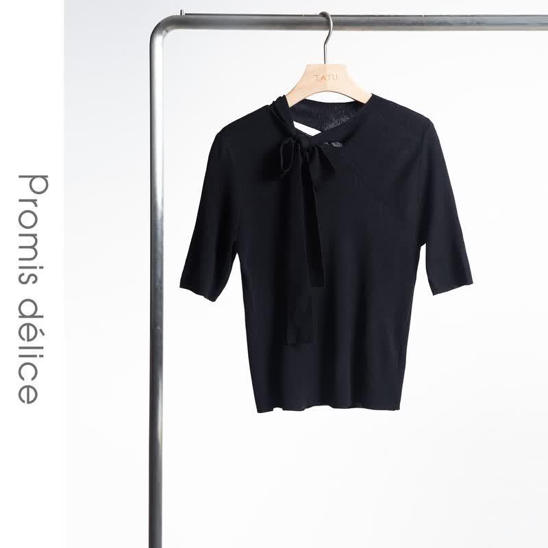 Women's Fashion Bow-Tie Knit Top