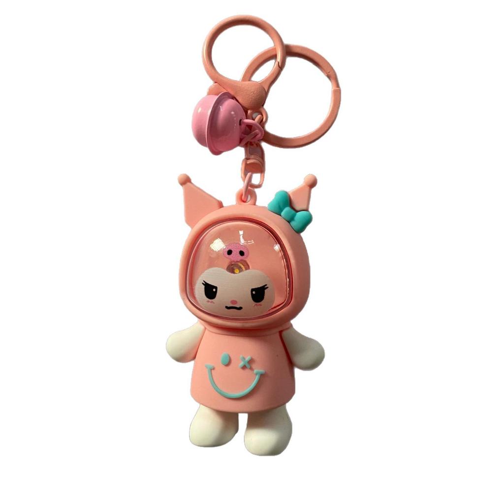 Sanrio Kuromi Leuchtender Schlüsselanhänger: Süßer weicher Gummi-Nachtlicht-Anhänger für Schultaschen