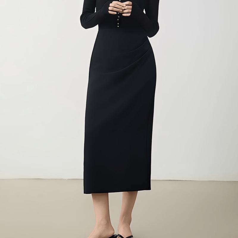 Gejin High-Waist Straight Midi Skirt L