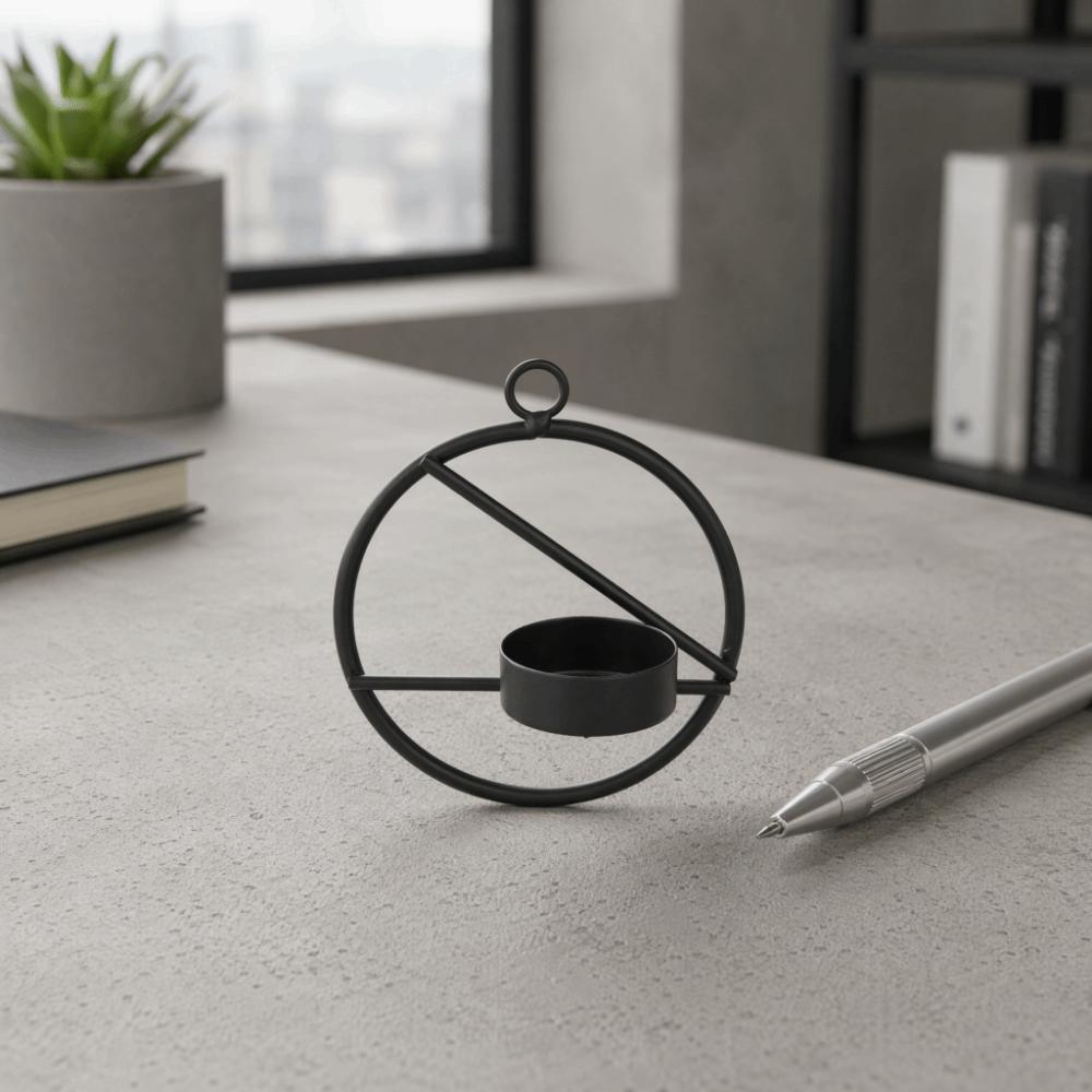 Black Color Wall Hanging Candle Holder Easy To Clean Round Candle Holder Fireplace Decor