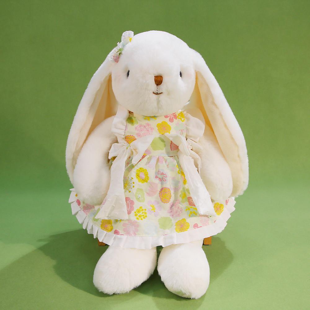 Plush Rabbit Toy With Bow And Dress Decoration Fur For Kids Birthday Gift
