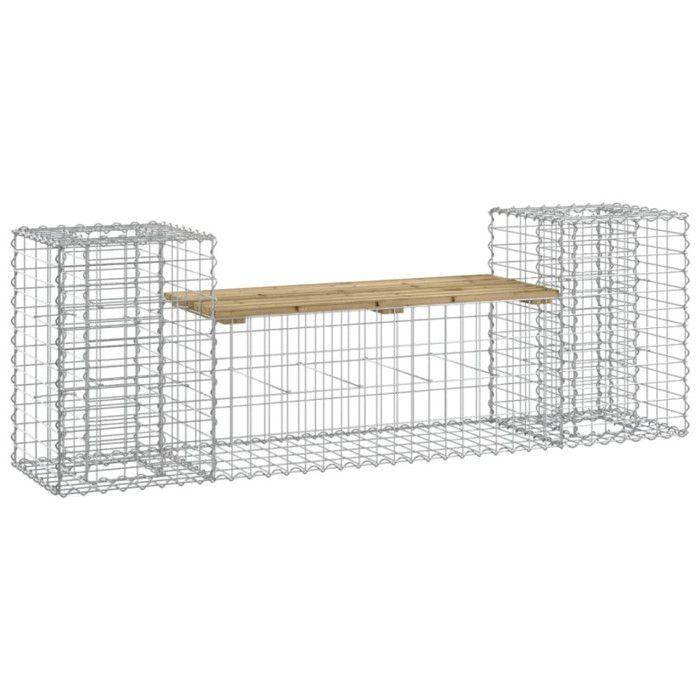 VidaXL Design Gabion Garden Bench 183x41x60.5cm Impregnated Pine Wood 834389