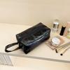 New Shiny Makeup Bag Handheld Multi-Purpose Cosmetic Bag Large Capacity Solid Color Pencil Case Travel