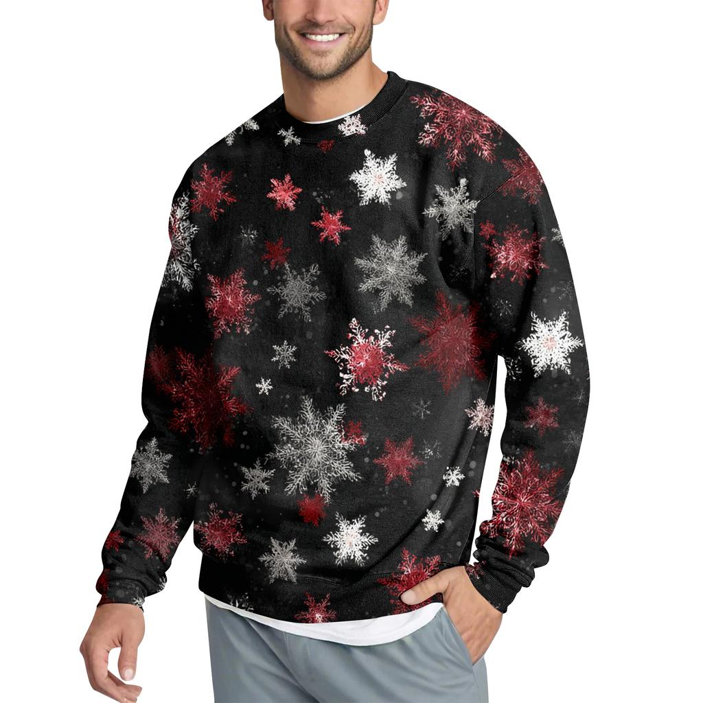 Men's Casual Fashion Printed Round Neck Pullover Sweatshirt