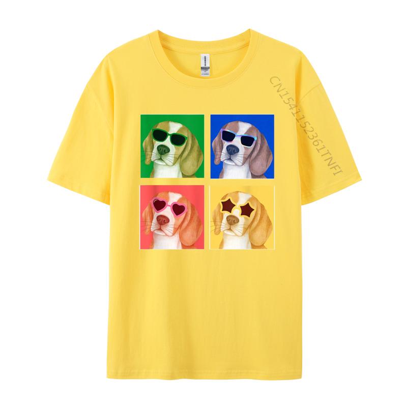Cute Beagle Dog Colorful Retro TShirt New Coming Custom T Shirts Cotton Tees For Men 3D Printed Tight