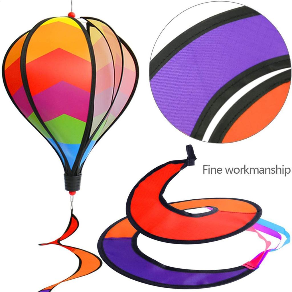 Outdoor Hot Air Balloon Wind Spinner Rainbow Hanging Wind Twister Windmill Garden Yard Home Festival Celebration Balloon Decor