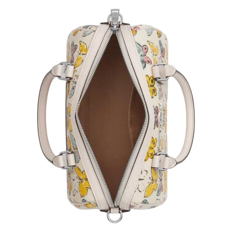 COACH Rowan 25 Butterfly Pattern All Over Print Coated Canvas Shoulder Crossbody Handbag Medium Women's Silver