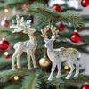 Christmas Elk Pendant Glitter Flocking Material Office Bedroom Ornaments Ins Photo Props
