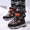 Autumn/Winter Unisex Kids Snow Sneakers Boys Plus Fleece Winter Boots Outdoor Non-slip Girls Teenagers Hip-top Snow Boots