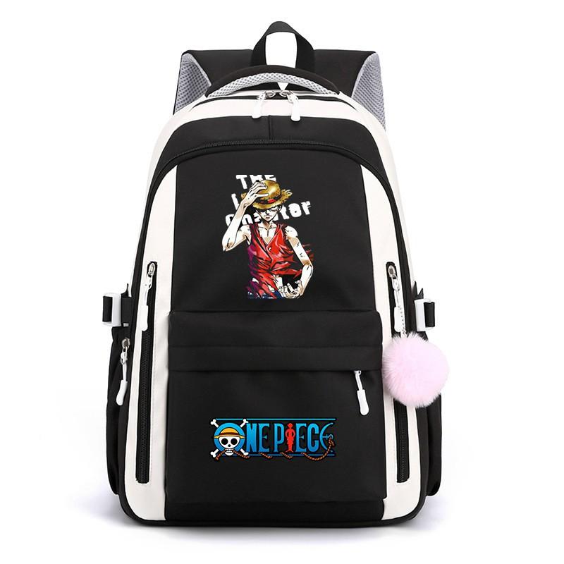 One Piece Anime Super Novice Luffy Printed Canvas School Backpack Teens High Capacity Travel Bag