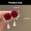Rose Earrings Tassels Dangle Earrings with Rose Pearls Pendant Women Ear Jewelry Alloy Texture Suitable for Daily Party