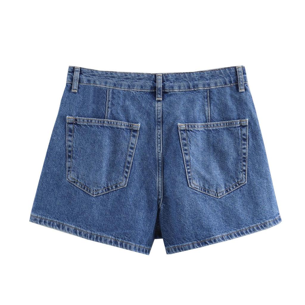 2024 Summer Double-Breasted Denim Set: Short Sleeve Shirt & Skirt Pants