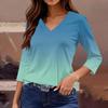 Womens Spring Tops V Neck 34 Sleeve Lightweight Summer Shirts for Women Casual Printed Blouse Womens Summer T Shirts Dressy Tops for Women