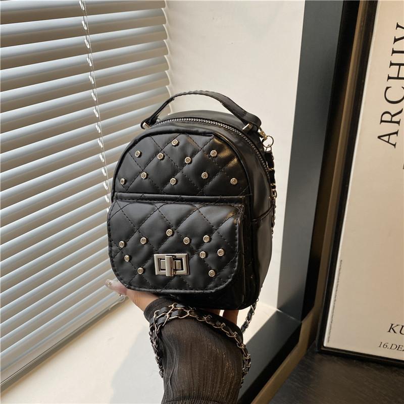 Premium Sense Niche Diamond Backpack Bag Women 2025 New Fashion Versatile Double Shoulder Bag Single Shoulder Travel Bag Tide