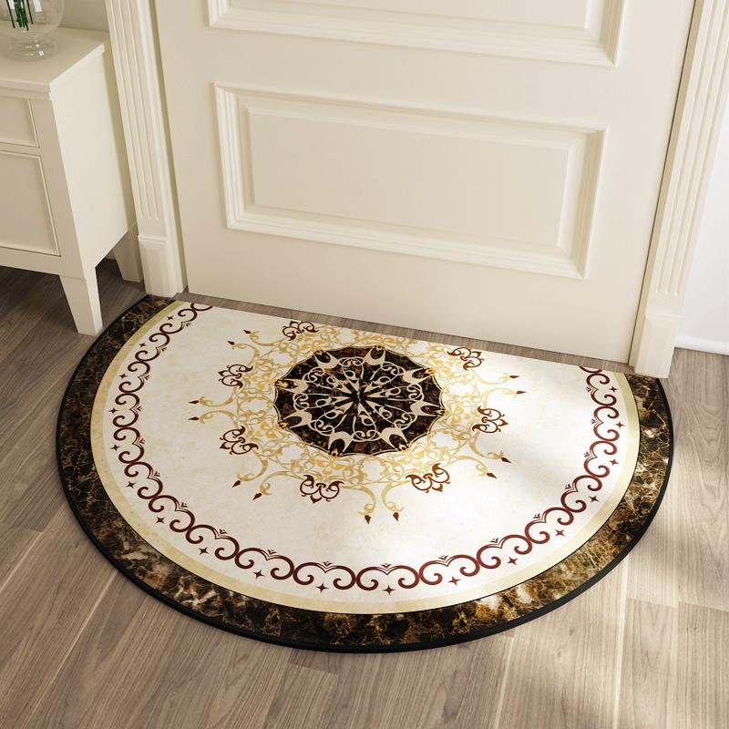 Thick Ethnic Floral Entrance Doormat Non Slip Door Floor Mat Indoor Half Round Welcome Mats Bathroom Carpet Kitchen Area Rugs