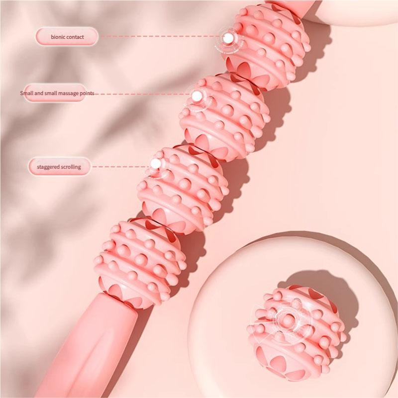 Deep Tissue Massage Roller Multi-Wheel Muscle Relief Tool for Back Neck Legs Portable Fitness Recovery Stick Home Gym Massager with Textured Surface