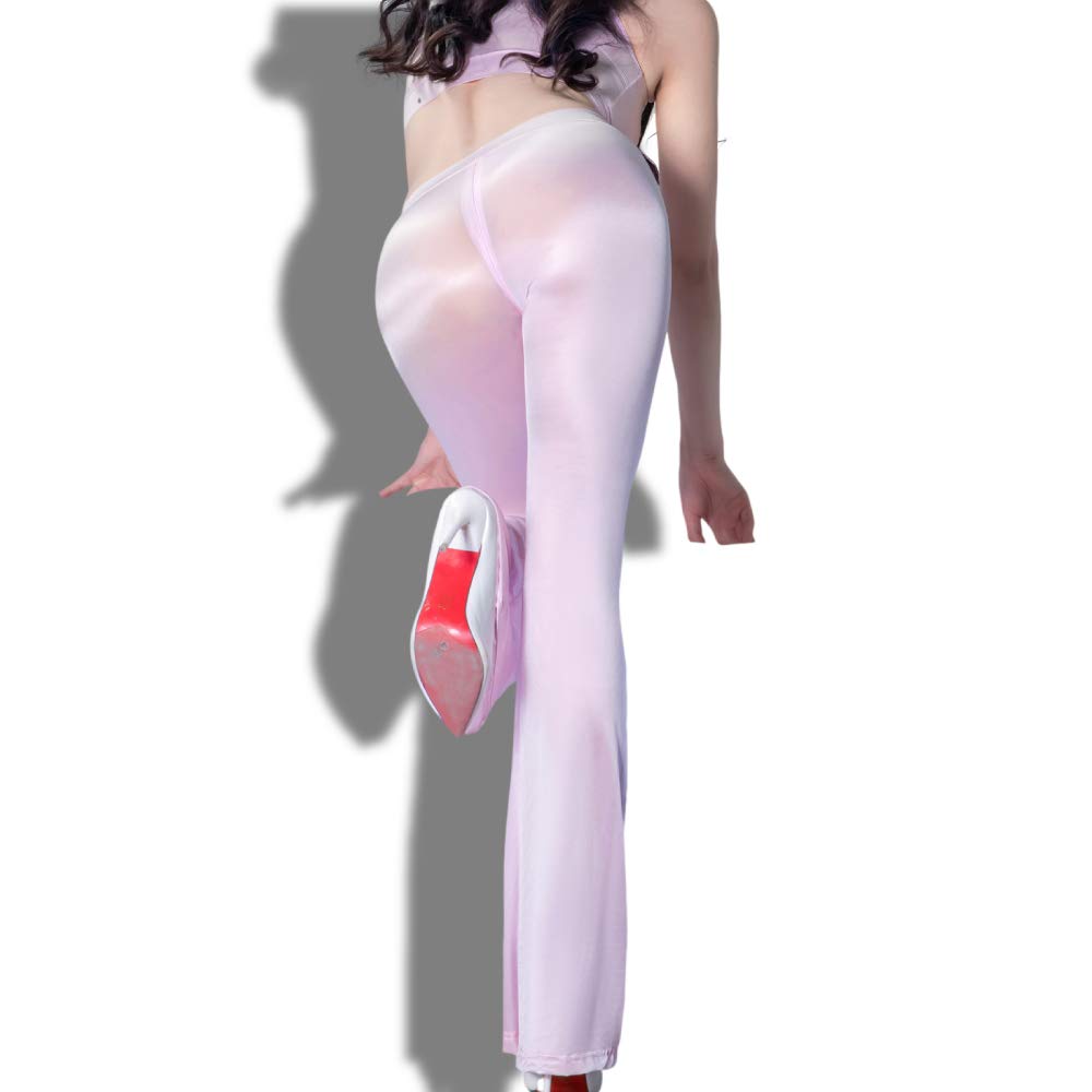 Crotch Split Zipper Bold Extreme Exposure Pantyhose Boot Cut Bell Bottom Pantalon Bugle Trousers Shiny Perforated Open Crotch Crotchless Sexy Cosplay