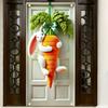 Cute Playful Easter Door Banner Rabbit Hugging Carrot Door Hanger Country-style Home Festive Door Curtain Decoration