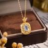 S925 Silver Vintage Pendant Necklace, Natural Garnet Topaz Choker for Women