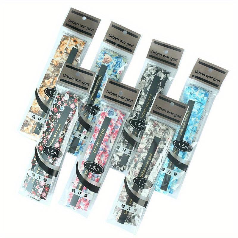 

7pcs Anti-slip Sweatbands, Flower Printed Sweatbands, Keel hand glue, Baseball Glue, Hand glue for Fishing Rod Badminton Tennis 150cm разноцветный