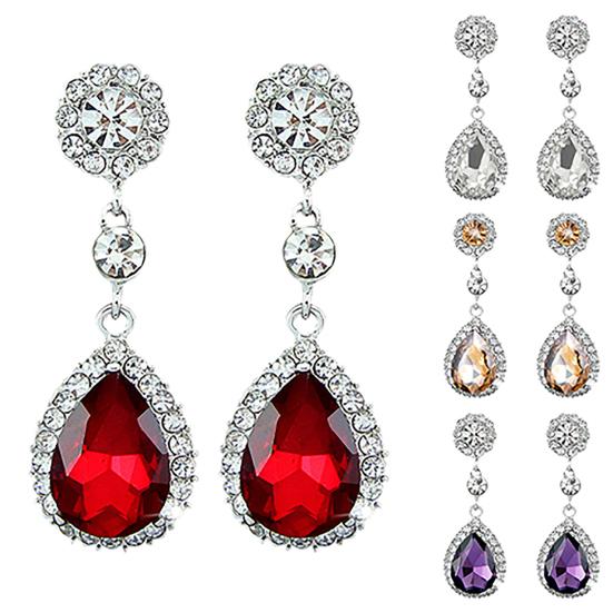 Women Luxury Water Drop Chandelier Earrings Rhinestone Ear Drops Jewelry for Daily Life