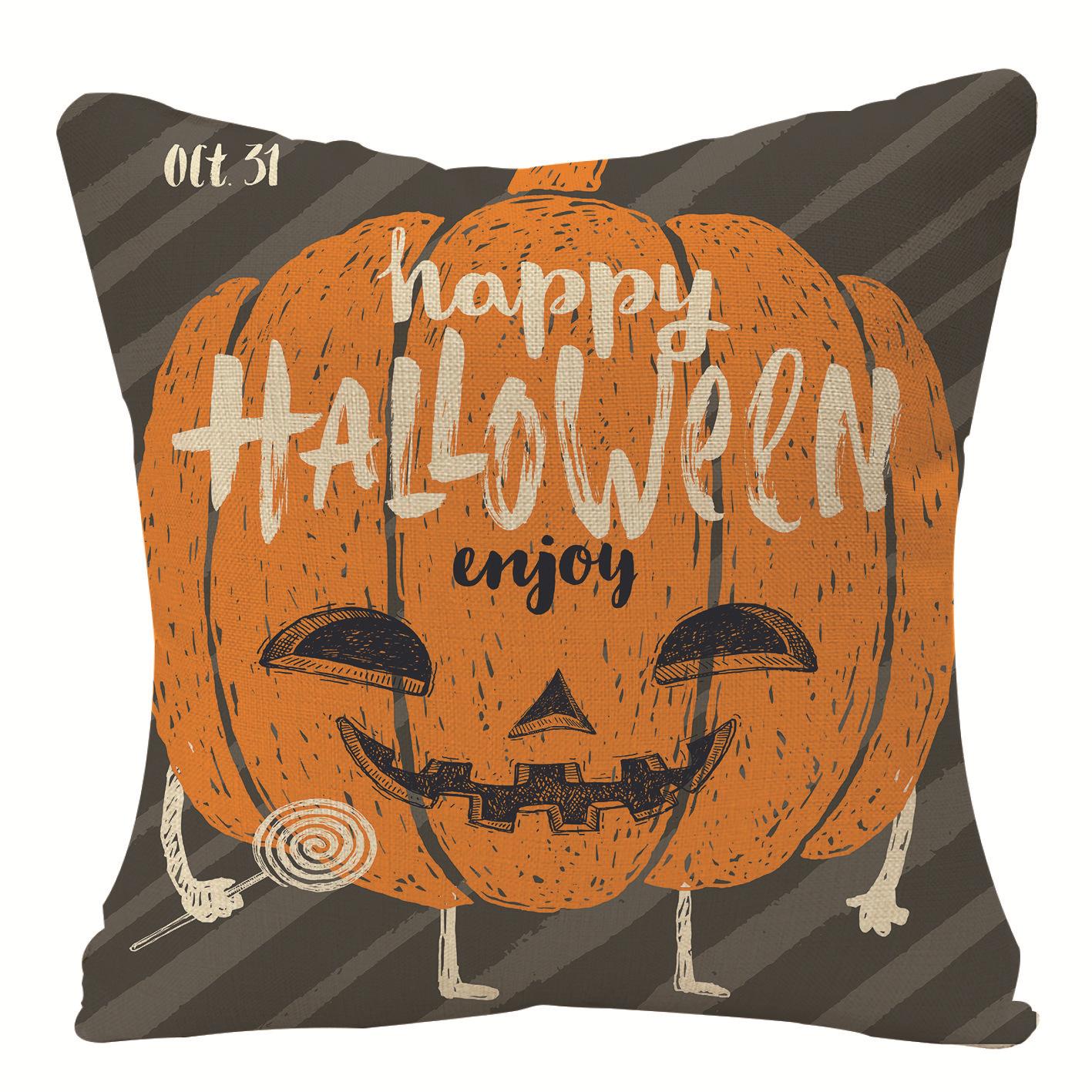 

New Halloween Linen Pillowcase Pumpkin Pillow Cushion Festive Decoration Sofa Pillowcase 45*45cm