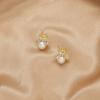 Light Luxury Simulated Pearl Bee Stud Earrings For Women Men Vintage Exquisite Zircon Honeybee Insect Animal Earrings Jewelry