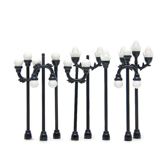 4 Peças DIY Função Casa de Bonecas Luz de Jardim Preto e Branco Lâmpada de Paisagem Miniatura Altamente Simulada Brinquedo para Criança