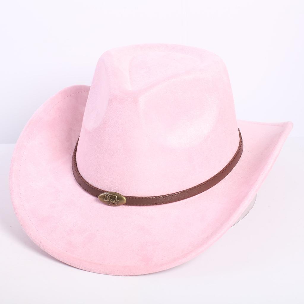 Popular European and American classic suede western cowboy hat men's and women's fashion LO style peach heart cowboy hat