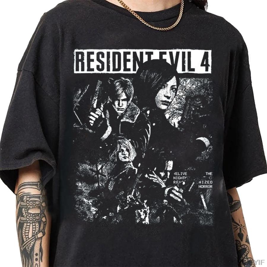Resident Evil 2 Biohazard Game Tshirt for Men Women Leon Kennedy Cotton T Shirts Streetwear Tops J56 Hip Hop Mens Clothing