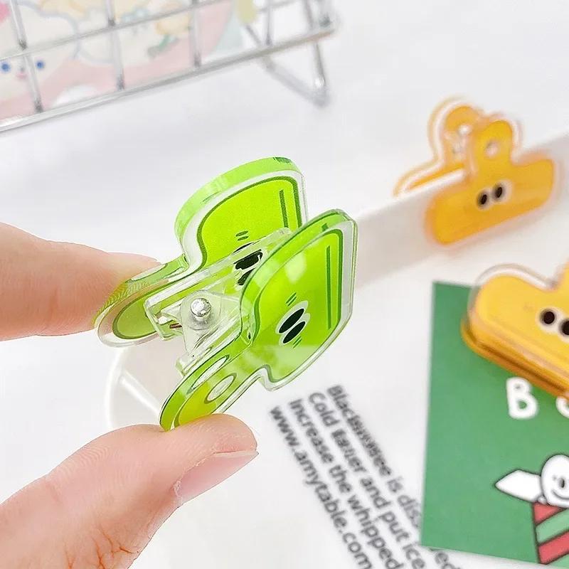 10pcs Cute Funny Cartoon Expression Eyes Color Acrylic Clip Kawaii Students Study Materials Sort Binder Clip Office Accessories