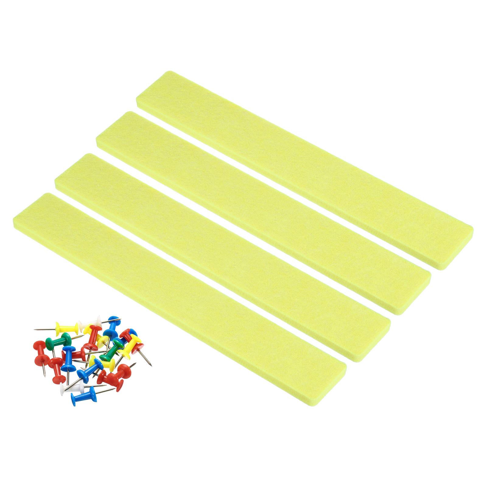 

4Pcs Felt Bulletin Board Bar Strips Self-Adhesive Memo Board with Pushpins Wall Decor for Photos Notes Classroom Office Decor жовтий