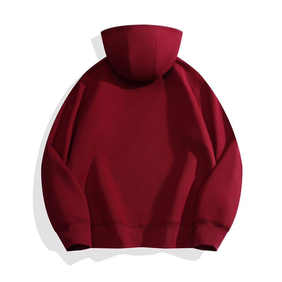 Höst Dubbelnålskvalitet Fleece Huva Dragkedja Fallande Axlar och Hårband, Par Kläder, Trendiga Klasskläder för Manliga och Kvinnliga Studenter