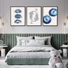 Set of 3 Trendy Cheetah Wall Art Funky Navy Blue Kiss Lips wall decoration pictures Retro Lucky 8 Ball Leopard Pattern Poster prints for Girls
