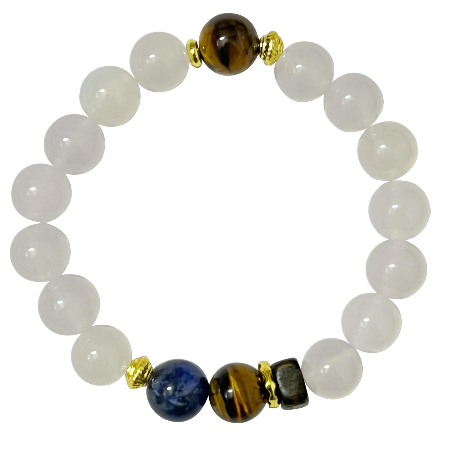 

10mm Natural Stone Beaded Bracelet for Women Chalcedony Round Beads DIY Beading Jewelry Gifts 10mm